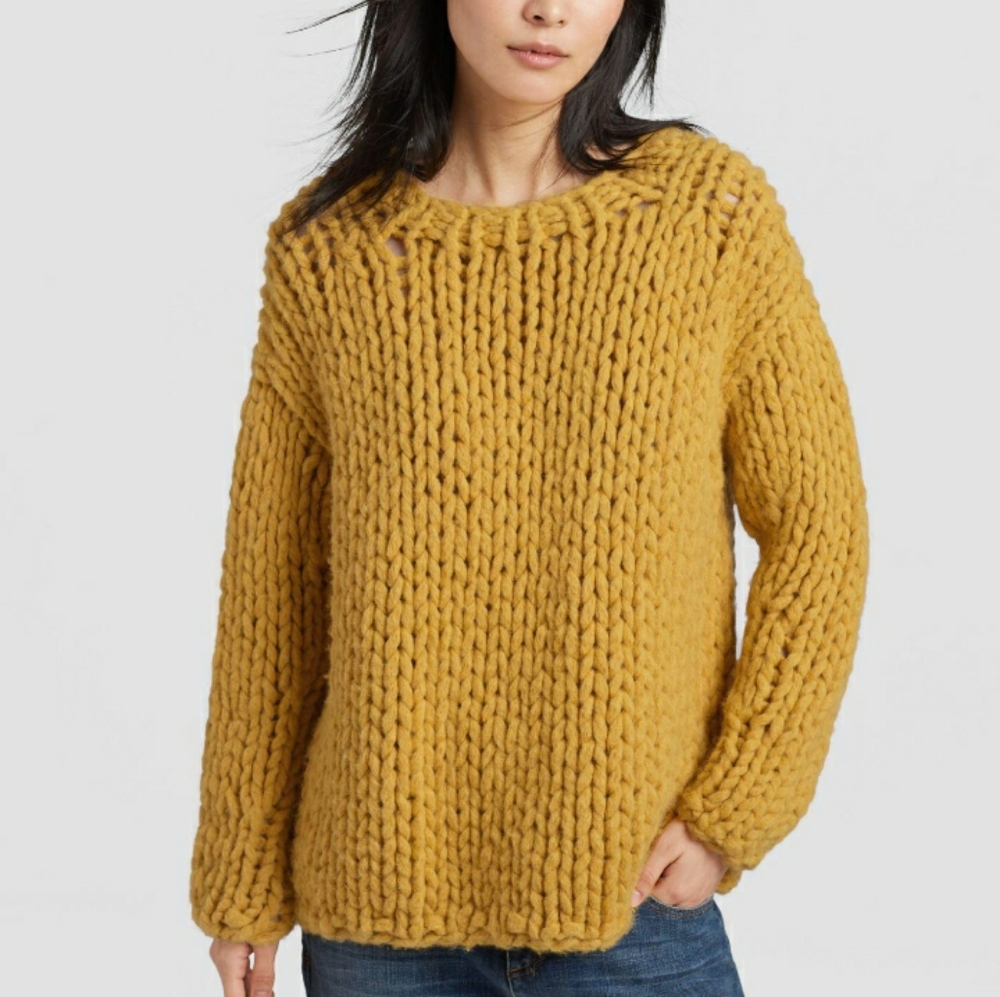 Eileen Fisher Hand-knit Peruvian Alpaca Box-top chunky Sweater Size Small